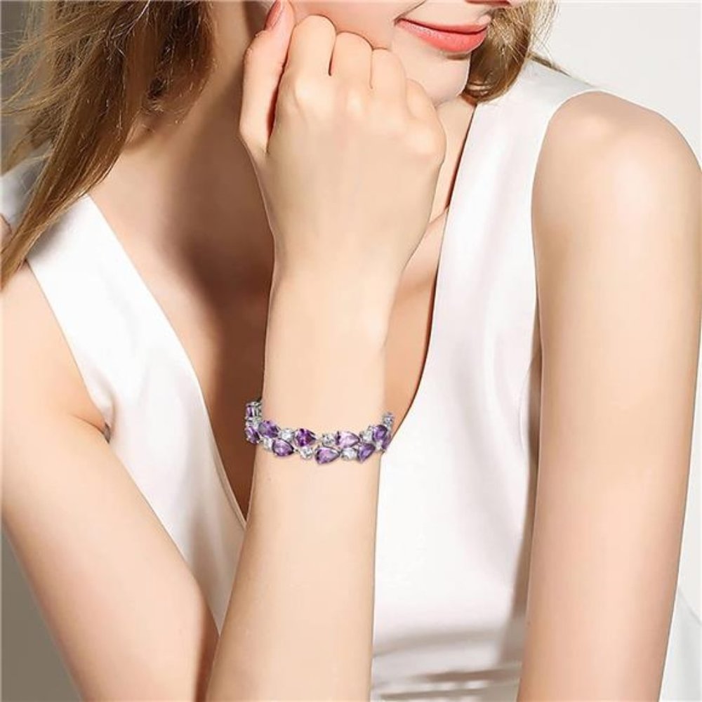 Dual Layer Tear Drop CZ Bracelet - Women's Prong Style Jewelry